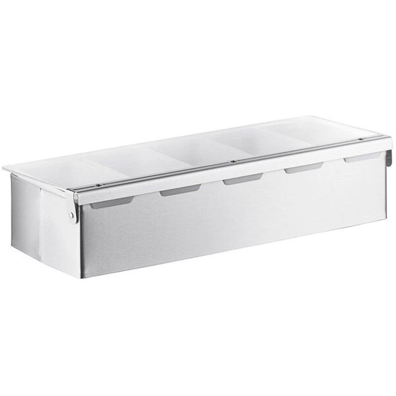 Ingredient Container Stainless Steel Side Container 5 Compartments with Transparent