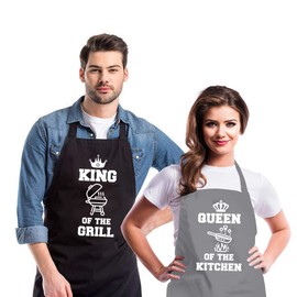Saukore Kitchen Aprons Funny Couple Kitchen Aprons Various Designs Cute Birthday Wedding Engagement Bridal Shower Christmas Apron Gifts