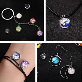 Hicarer 200 Pieces 12 mm Stainless Steel Round Blank Bezel Set, Including 100 Pendant Trays 100 Glass Cabochon Trays Pendant Blanks for Jewelry Making DIY Findings