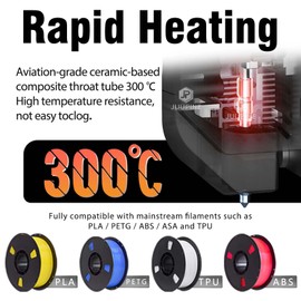 All-in-one extruder throat & hardened steel nozzle (0.6 & 0.8) for Kobra 3 Max, quick change high flow hot end extruder spare parts kit for Anycubic Kobra 3 Max Combo 3D printer