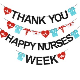 Thank You Happy Nurses Week Banner, Nurses Appreciation Week Banner Thank You Nurses Banners for Medical Doctor Nursing Appreciation Week 2025 Party Decorations