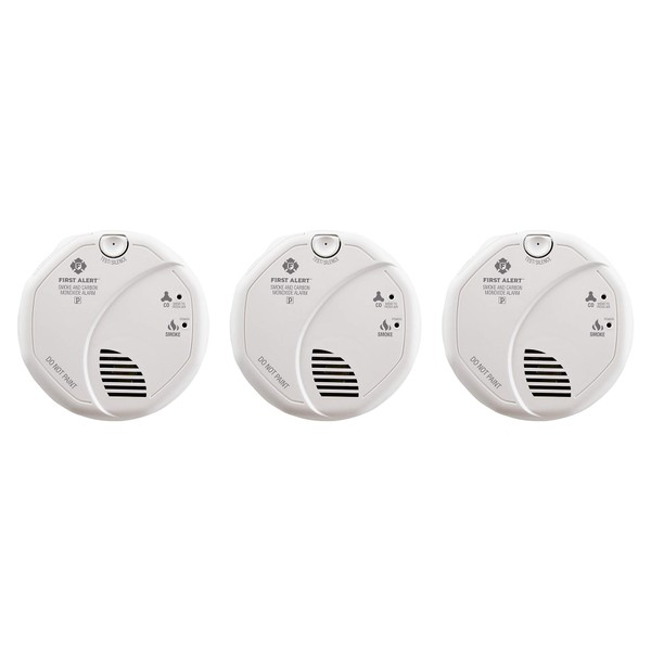 FIRST ALERT BRK SC7010B-3 Hardwired Smoke and Carbon Monoxide (CO) Detector with Battery Backup, 3-Pack
