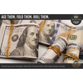 Big Screen Stacks | PROP MONEY | REALISTIC FAKE AMERICAN DOLLARS - $10,000 FULL PRINT (2013 edition) DOLLAR BILLS - Spare Bank Strap - Film money props fake play notes for party casino games