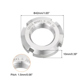 sourcing map M24 x 1.5mm - 2Pcs Retaining Four-Slot Slotted Round Nuts - 304 Stainless Steel Round Lock Nut for Various Rolling Bearings, Industrial Field, Silver