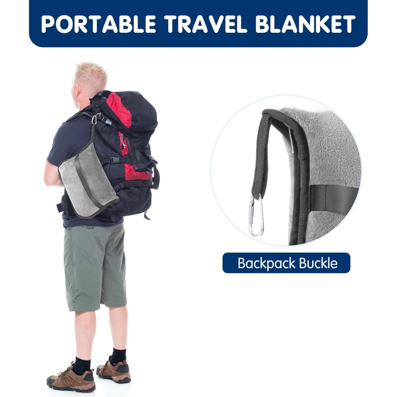 Travel Blanket and Pillow Set, 2-in-1 Blanket with Soft Pillowcase,