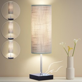 AVV Cordless Table Lamp, 5000mAh Battery Operated Lamp for Night Stand, 3 Modes Battery Powered Wireless Table Lamp, Touch Control Rechargeable Lamp for Bedroom, Living Room, 18 Inch Grey