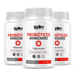 Paquete de 3 Probióticos Avanzados Laboratorios Wöhl Cápsulas Enzimas Digestivas Sin Sabor