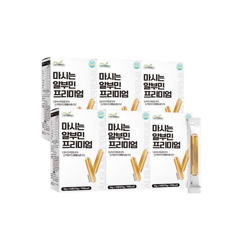 Nutrinas 뉴트리너스 마시는 알부민 프리미엄 (15g x 14포) 6박스 Nutrinus