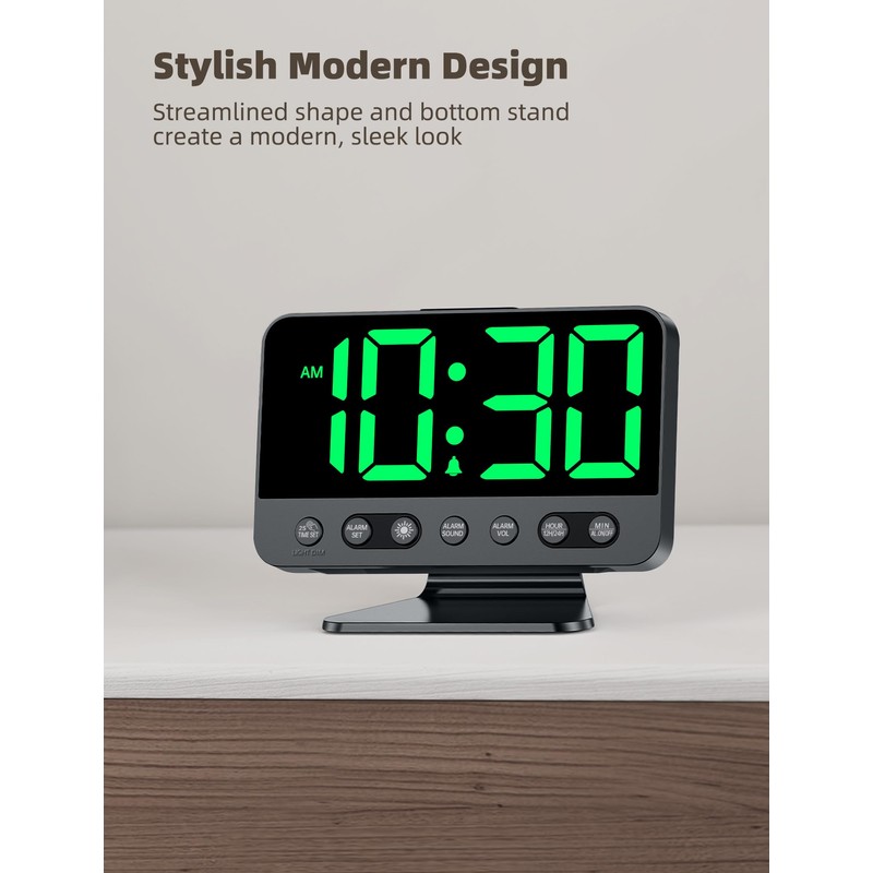 Odokee Digital Alarm Clocks for Bedrooms: Large Bold Number 5
