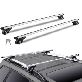 Happybuy All-Purpose Roof Rack Cross Bars, 54" Aluminum, Fits Raised Side Rails, 200 lbs Capacity, Adjustable with Secure Locks, for SUVs, Sedans, and Vans