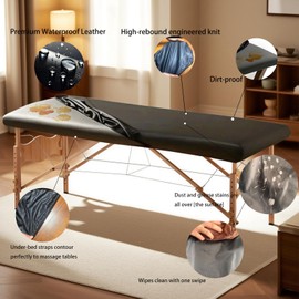 NingNei Leather Massage Table Cover Protector - Durable, Washable & Stain-Resistant for Tattoo/Spa/Massage/lash Bed Cover,Waterproof Massage Table Protector(68-72" x29-31)