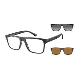 Monturas para gafas graduadas Emporio Armani EA4115 para hombre con dos clips para el sol intercambiables, rectangulares, en negro/transparente/marrón/gris degradado, 54 mm