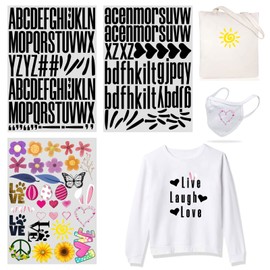 184 Pieces Heat Transfer Iron On 2 Inch Uppercase & 1.5 Inch Lowercase Fabric Vinyl Letter DIY for Sports Jerseys T Shirts Clothes Slogan Printing Craft Decoration (Color 1)