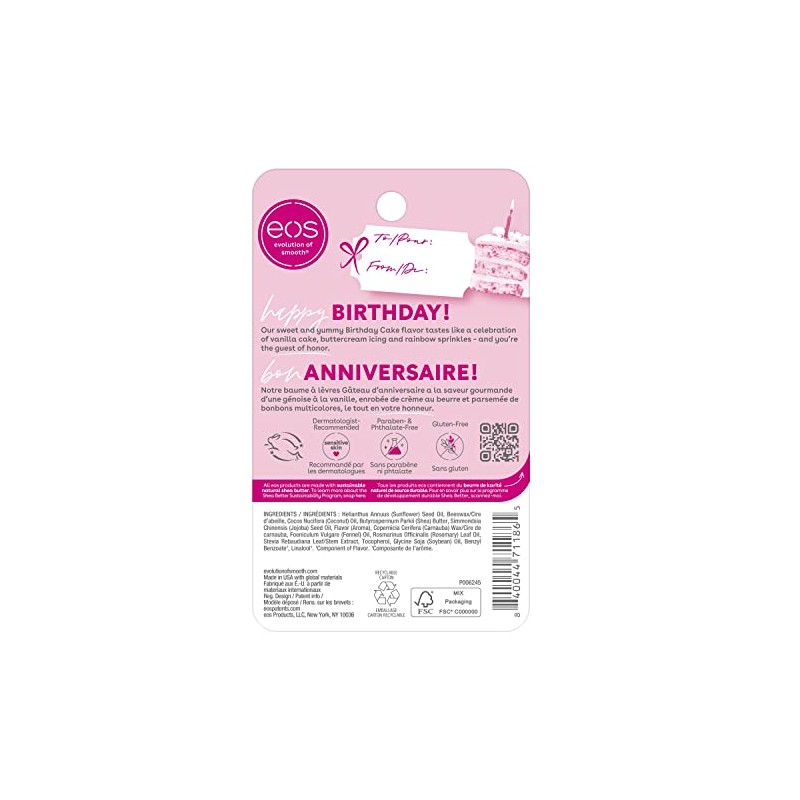 EOS eos Birthday Cake Smooth Lip Balm, 8g, 2 Pack