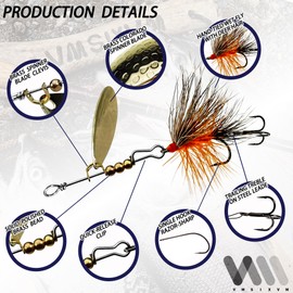 VMSIXVM Trout Lures Rooster Bait Tail Fishing Lures, Brass Fishing Spinner baits for Bass Trout Pike, Trout Spinnerbaits Trout Fishing Gear for Freshwater Saltwater, Fishing Gifts for Men