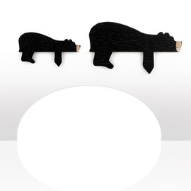 Threehoney 2 Pcs Bear Wooden Door Topper Decor Adorable Bear Shape Art Door Topper Sleeping Woodland Nursery Decor Statue Forest Animal Corner for Birthday Party Shelf Home Office Bedroom (Black)