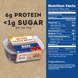 Old Wisconsin Beef Sausage Snack Bites, Naturally Smoked, Ready to Eat, High Protein, Low Carb, Keto, Gluten Free, 14 Ounce Resealable Tub