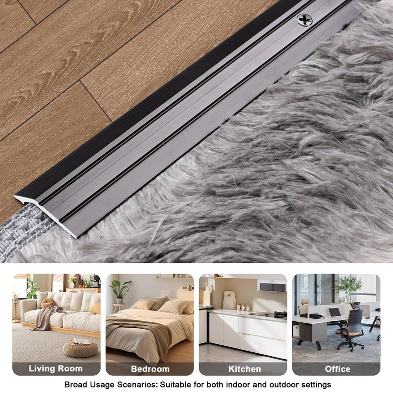 Jiekayi 6-Pack Metal Carpet Floor Transition Strips, 36in Carpet to