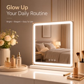 LED Vanity Mirror with Lights for Makeup – Dimmable 3-Color Lighted Mirror with Touch Control for Bedroom