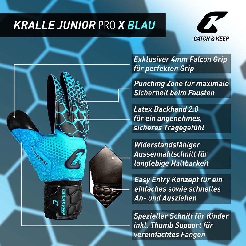Catch & Keep® Kralle Junior Pro Children's Goalkeeper Gloves -