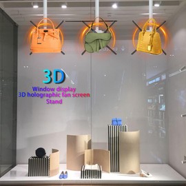 YSTEROKS 3D Holographic Fan Display Bracket Adjustable Ceiling Bracket for 3D Holographic Fan Display, Black/White, Height and Angle Adjustable, Sturdy Hanging Support for Holographic Fan Mounting