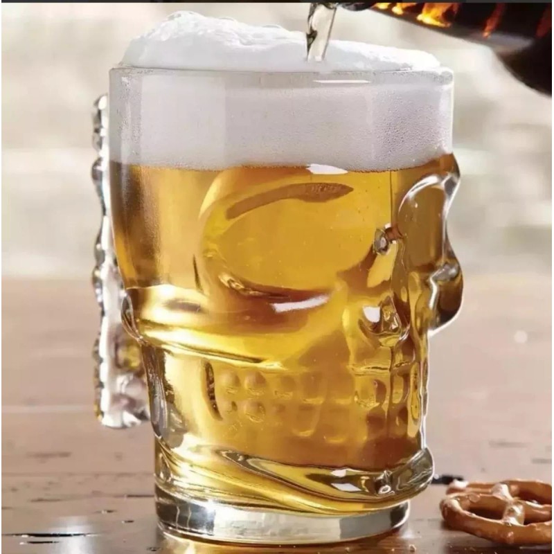 CL Par De Tarros Cerveceros Con Forma De Cráneo