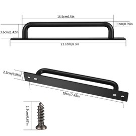 Qeapug Pack of 4 Barn Door Handle, Sliding Door Handle, Black, Door Handles, High Performance with Screws, Cabinet Door Handles, Hardware Door Handle for Cupboard, Kitchen, Furniture, Bedroom