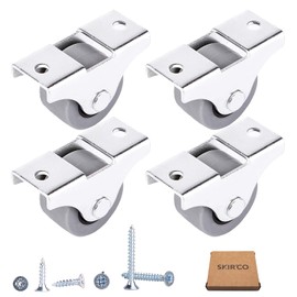 SKIR'CO (4 Pieces) Small 25 mm Furniture Castors Rubber Castors Non-Swivel, Fixed Castors One-Way Direction, Screws Included (4)