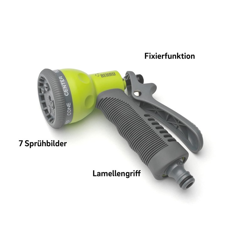 REHAU Gartenbrause Allround, 7 Wasserstrahlformen, Garten Handbrause mit ergonomischem Lamellengriff