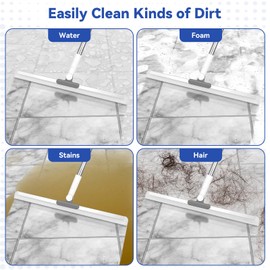 Hiitytin Floor Carpet Squeegee Pet Hair Remover Large Squeegee Broom for Floor with 53.5" Handle Perfect for Tiles, Marble, Wood, Bathroom, Garage, Shower, Window