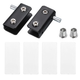 sourcing map Adjustable Glass Door Hinges Clamp, 1 Pair Stainless Steel Cabinet Glass Door Pivot Hinge Clip for 5-8mm Thickness Glass, Black 40x10x20mm
