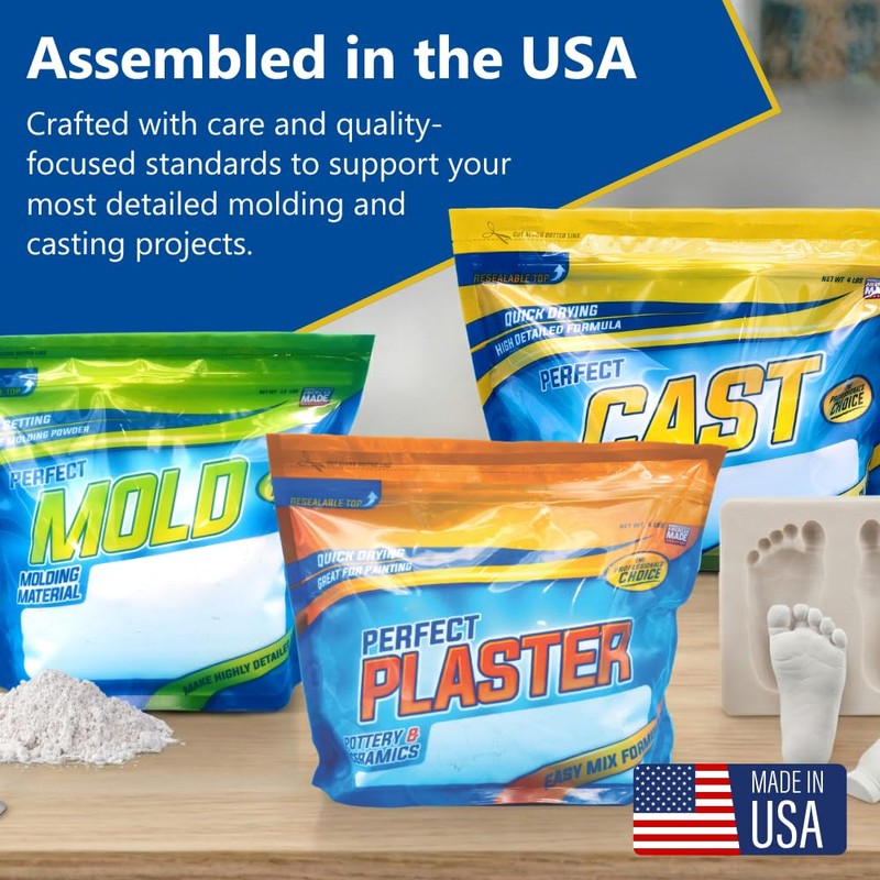 Perfect Cast Mold Casting Powder, Fast-Curing, Non-Toxic, Water-Based Material for