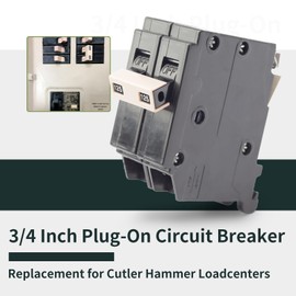 ALLCSM Upgraded 2125 2-Pole 125-Amp Circuit Breaker Replacement for Cutler Hammer Load Centers, 3/4 Inch Plug-On Molded Case Circuit Breaker, Thermal Magnetic Protection, 10 KAIC, 120/240V