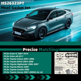 Head Gasket Bolts Set+Timing Chain Kit+Water Pump for xB 11,for Toyota Matrix/Corolla 09,for RAV4 04-08,for Highlander 06-07,for Camry 07-09 2.4L L4 OE#HS26323PT ES72249-2 CTKTO44 AW9414