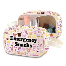 MNIGIU Snacks Lover Gift Emergency Snacks Clear Makeup Bag Foodie Inspired Gift Food Storage Bag (Emergency Snacks Clear Makeup Bag)