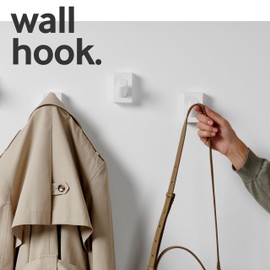 LARHN White Wall Hooks (4-Pack), Wall Mounted Coat Hooks for Wall, Wood Hooks for Hanging - Modern Scandinavian Home Decor - Series 6