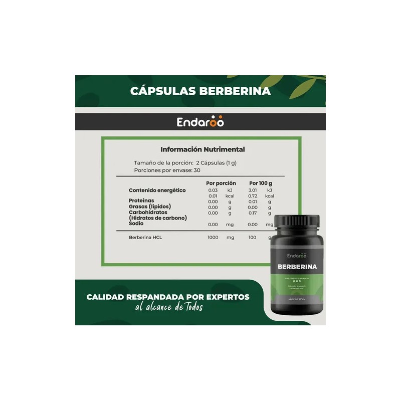 Berberina: Cápsulas de Suplemento para el Bienestar Metabólico de ENDAROO