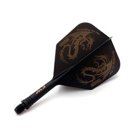 CUESOUL 9 Pieces Integrated Dart Shaft and Flights,Dart Shaft Length 21mm/28mm/33mm,Black Dragon Dart Flights