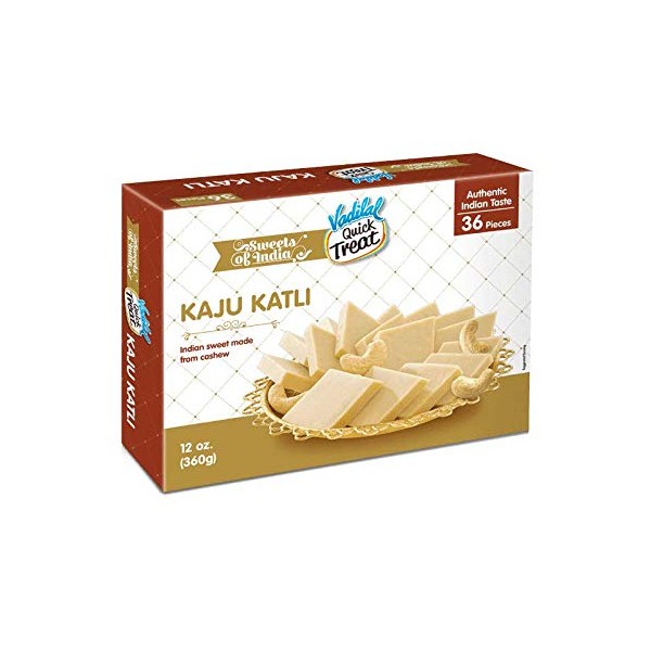 Vadilal Kaju Katli 360 Grams (36pcs) Authentic Indian Sweets Made With Cashew Nuts