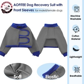 AOFITEE Dog Recovery Suit for Front Legs, Breathable Leg Sleeve Right Left Thigh, Anti-Licking Wounds Sleeves Dog Elbow Brace Protector, Leg Cover for Joint Pain Great Cone Alternative Gray M