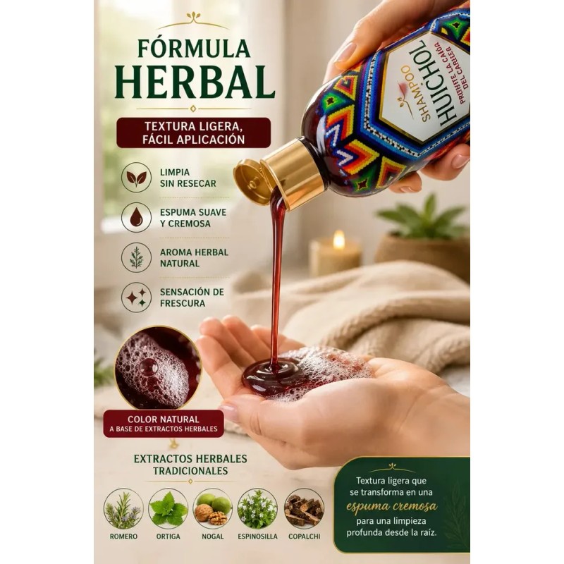Shampoo Huichol ANTICAIDA en botella de 400mL de 400g por