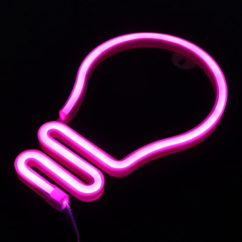 Bulb Shape Neon Light LED Sign for Wall Decor Party