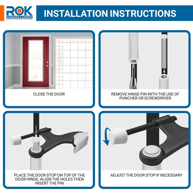 10 Pack Rok Hardware Heavy Duty Hinge Pin Door Stop
