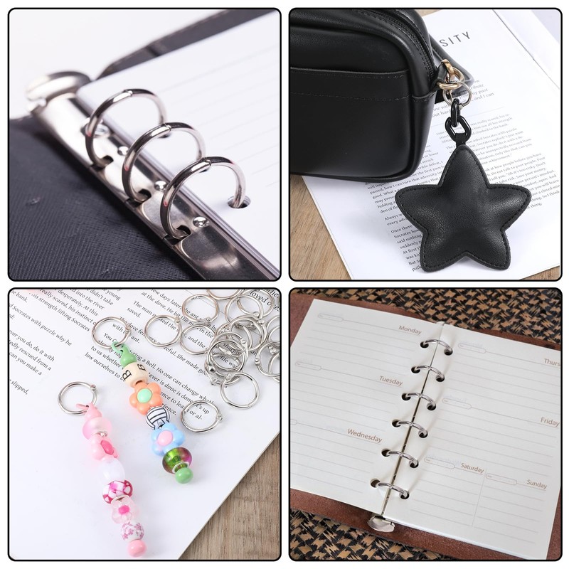 100PCS 1/2 Inch Binder Rings, Small Loose Leaf Book Rings,