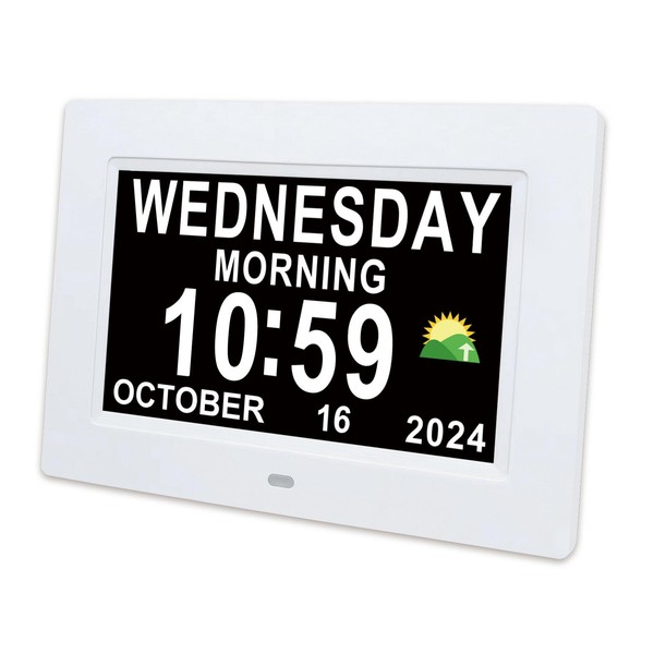 SSINI Digital Calendar Dementia Clock Alarm Clock with Day and
