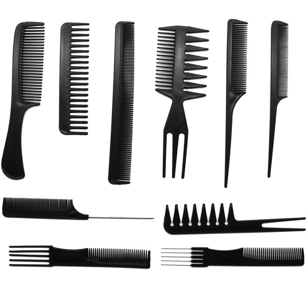 Styling Hair Comb Set Salon Barber Hairstylist Comb 10 Pack