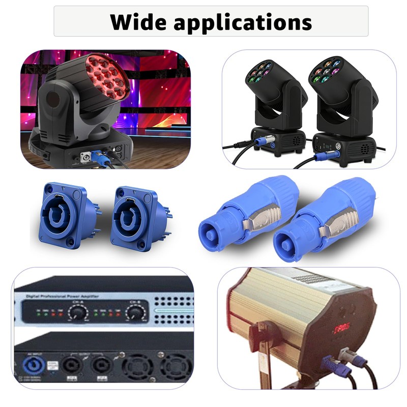 Yubunt 4 Sets 3-Pin Powercon Connector Compatible with Neutrik NAC3FCA