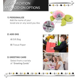 DolliBu Rainbow Green Sea Turtle Stuffed Animal with Silver Cross and Personalization - Religious Baptism Gifts for Boys, Girls, Dedication Christening Gifts Plush Prayer Healing Teddy - 10 Inch