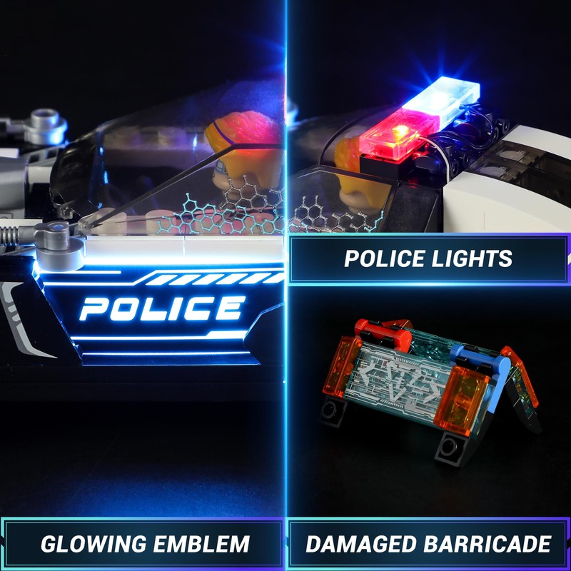 FUNWHOLE Police Patrol Car Lighting Building-Bricks Set - Cyberpunk City