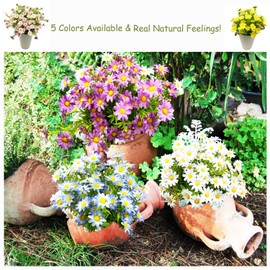 SAING S A I N G 10 Bundles Artificial Daisy Flowers Faux Plants for Outdoors Fake Flowers UV Resistant No Fade for Garden Porch Patio Window Box Decoration (White)